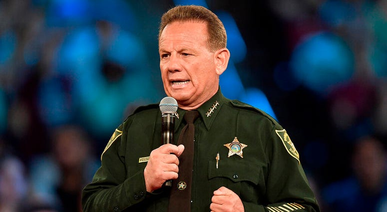 Broward County Sheriff Scott Israel speaking before a CNN town hall broadcast, at the BB&T Center, in Sunrise, Fla. Broward County Sheriff Scott Israel