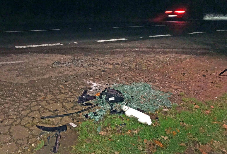 The scene near to the Sandringham Estate where Britain's Prince Philip was involved in a road accident in Sandringham, England, Thursday, Jan. 17, 2019. The scene near to the Sandringham Estate where Britain's Prince Philip was involved in a road accident in Sandringham, England, Thursday, Jan. 17, 2019.