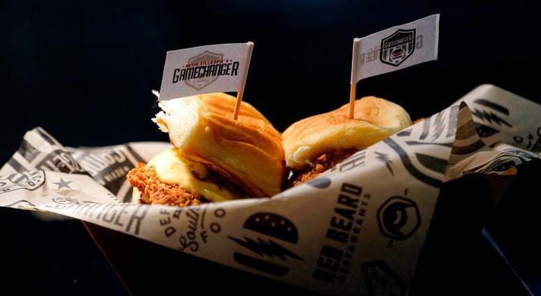 A sandwich is prepared for the media to taste during a tour of Mercedes-Benz Stadium for the NFL Super Bowl 53 football game Tuesday, Jan. 29, 2019, in Atlanta. A sandwich is prepared for the media to taste during a tour of Mercedes-Benz Stadium for the NFL Super Bowl 53 football game Tuesday, Jan. 29, 2019, in Atlanta.
