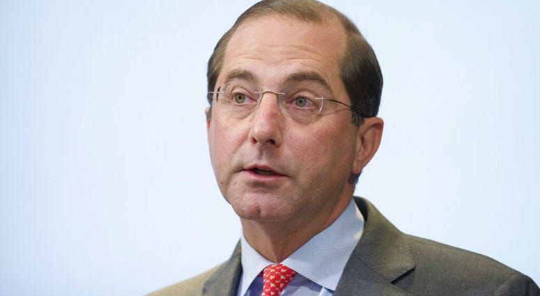 FILE- In this Oct. 26, 2018, file photo Health and Human Services Secretary Alex Azar speaks about proposed reforms to Medicare Part B drug pricing policies at the Brookings Institute in Washington. FILE- In this Oct. 26, 2018, file photo Health and Human Services Secretary Alex Azar speaks about proposed reforms to Medicare Part B drug pricing policies at the Brookings Institute in Washington.