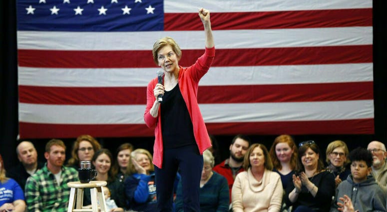 FILE - In this Jan. 12, 2019, file photo, Sen. Elizabeth Warren, D-Mass., speaks during an organizing event at Manchester Community College in Manchester, N.H. FILE - In this Jan. 12, 2019, file photo, Sen. Elizabeth Warren, D-Mass., speaks during an organizing event at Manchester Community College in Manchester, N.H.