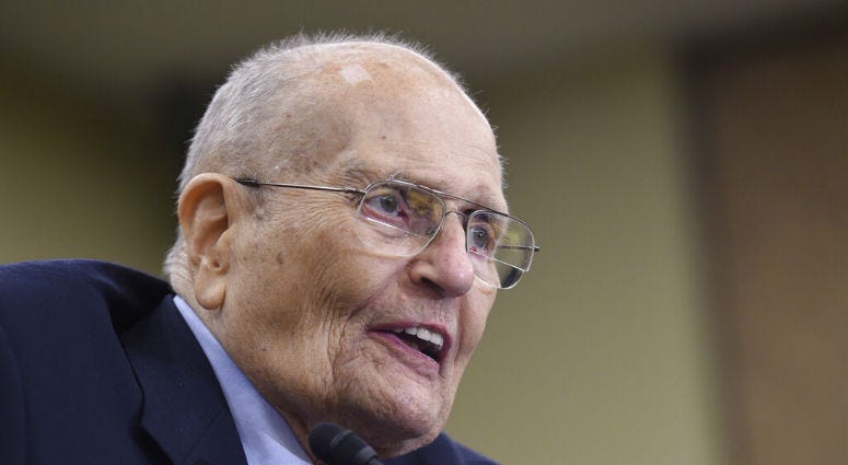 FILE - In this July 29, 2015 file photo, former Rep. John Dingell, D-Mich., speaks at an event marking the 50th Anniversary of Medicare and Medicaid on Capitol Hill in Washington. FILE - In this July 29, 2015 file photo, former Rep. John Dingell, D-Mich., speaks at an event marking the 50th Anniversary of Medicare and Medicaid on Capitol Hill in Washington.