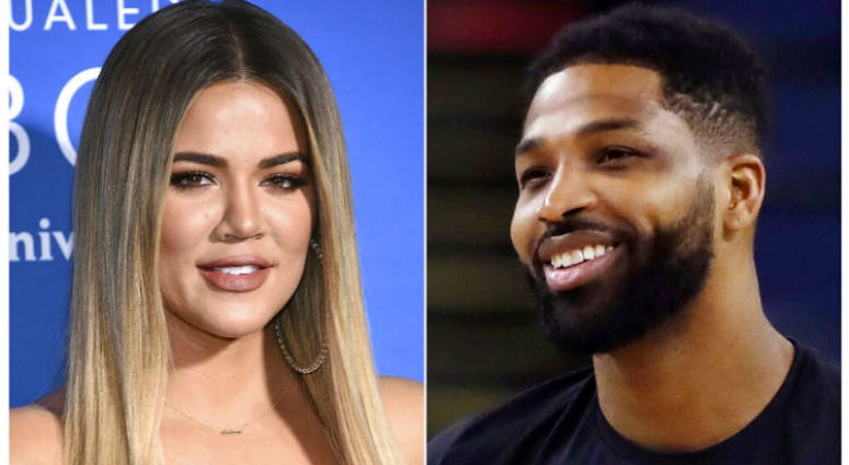 This combination photo shows TV personality Khloe Kardashian at the NBCUniversal Network 2017 Upfront in New York on May 15, 2017, left, and Cleveland Cavaliers' Tristan Thompson during an NBA basketball practice in Oakland, Calif., on May 30, 2018. This combination photo shows TV personality Khloe Kardashian at the NBCUniversal Network 2017 Upfront in New York on May 15, 2017, left, and Cleveland Cavaliers' Tristan Thompson during an NBA basketball practice in Oakland, Calif., on May 30, 2018.