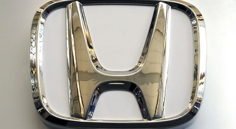 In this Feb. 14, 2019, photo, this photo shows the Honda logo on a sign at the 2019 Pittsburgh International Auto Show in Pittsburgh. In this Feb. 14, 2019, photo, this photo shows the Honda logo on a sign at the 2019 Pittsburgh International Auto Show in Pittsburgh.