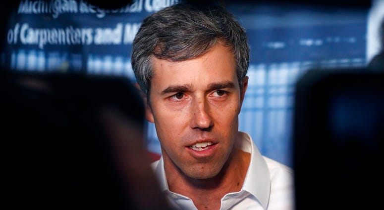 Former Texas congressman and Democratic presidential candidate Beto O'Rourke is interviewed after a campaign stop at the Michigan Regional Council of Carpenters, Monday, March 18, 2019 in Ferndale, Mich. Beto O'Rourke