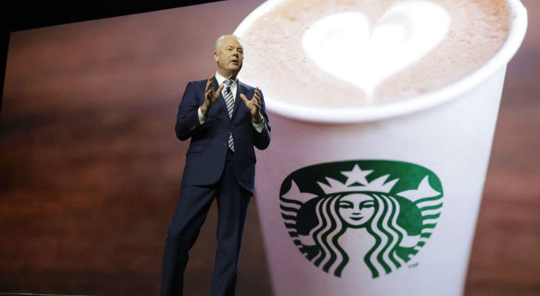 Starbucks CEO Kevin Johnson speaks Wednesday, March 20, 2019, at the company's annual shareholders meeting in Seattle. Starbucks CEO Kevin Johnson speaks at the company's annual shareholders meeting in Seattle.