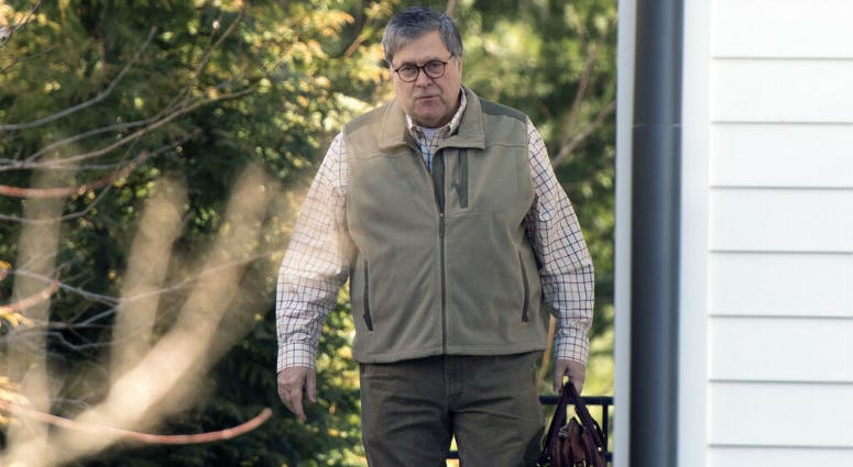 Attorney General William Barr leaves his home in McLean, Va., on Sunday morning, March 24, 2019. Attorney General William Barr leaves his home in McLean, Va.