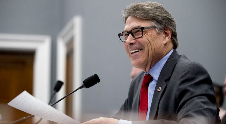 Energy Secretary Rick Perry testifies during a House Appropriations subcommittee hearing on budget on Capitol Hill in Washington, Tuesday, March 26, 2019. Energy Secretary Rick Perry testifies during a House Appropriations subcommittee hearing on budget on Capitol Hill in Washington.