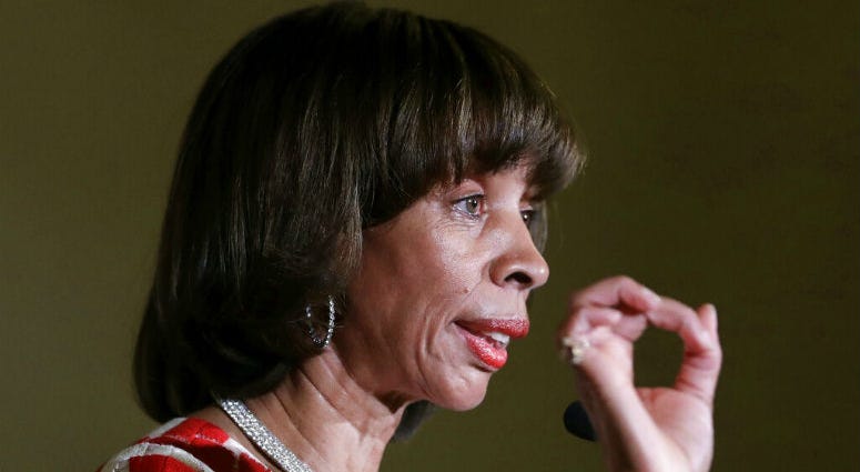 FILE - In this Dec. 6, 2016 file photo, Baltimore Mayor Catherine Pugh delivers an address during her inauguration ceremony inside the War Memorial Building in Baltimore. Maryland's chief accountant is calling for Pugh to step down, calling the latest revelations about lucrative deals to sell her self-published children's books "brazen, cartoonish corruption."