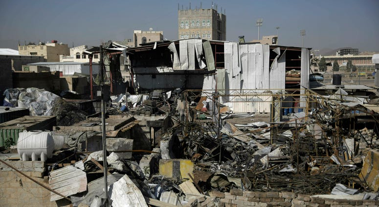 This April 10, 2019, file photo shows a view of the site of an airstrike by Saudi-led coalition in Sanaa, Yemen. President Donald Trump on Tuesday vetoed a bill passed by Congress to end U.S. military assistance in Saudi Arabia's war in Yemen. This April 10, 2019, file photo shows a view of the site of an airstrike by Saudi-led coalition in Sanaa, Yemen. President Donald Trump on Tuesday vetoed a bill passed by Congress to end U.S. military assistance in Saudi Arabia's war in Yemen.