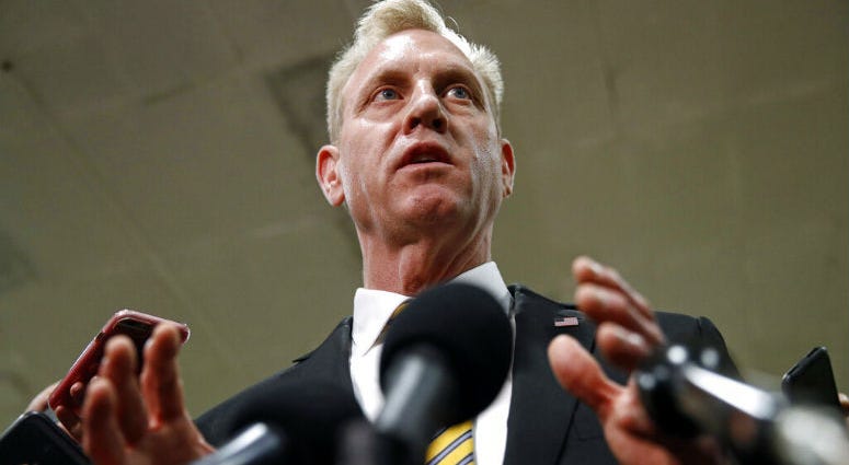 Acting Defense Secretary Patrick Shanahan speaks to reporters after a classified briefing for members of Congress on Iran, Tuesday, May 21, 2019, on Capitol Hill in Washington. Acting Defense Secretary Patrick Shanahan speaks to reporters after a classified briefing for members of Congress on Iran, Tuesday, May 21, 2019, on Capitol Hill in Washington.
