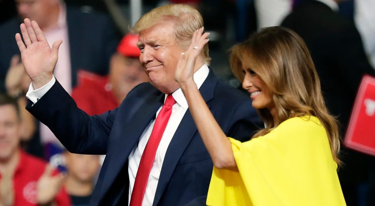 President Donald Trump and first lady Melania Trump greet supporters after formally announcing his 2020 re-election bid Tuesday, June 18, 2019, in Orlando, Fla. President Donald Trump and first lady Melania Trump