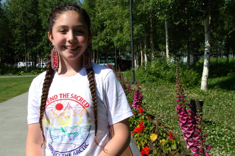 This June 23, 2019 photo shows Sovereign Bill, who voices the lead of the new PBS series "Molly of Denali," outside the Anchorage Museum in Anchorage, Alaska. Molly of Denali