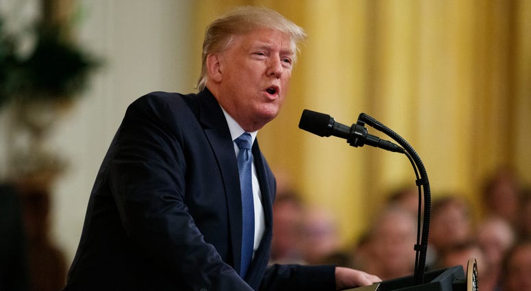 President Donald Trump speaks during an event on the environment in the East Room of the White House, Monday, July 8, 2019, in Washington. President Donald Trump speaks during an event on the environment in the East Room of the White House, Monday, July 8, 2019, in Washington.
