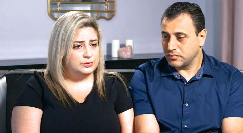 In this Monday, July 8, 2019 photo taken from video provided by Peiffer Wolf Carr & Kane, Anni, left, and Ashot Manukyan describe their lawsuit against a fertility clinic during an interview in Los Angeles. The Southern California couple claim their embryo was mistakenly implanted in a New York woman, who gave birth to their son as well as a second boy belonging to another couple.