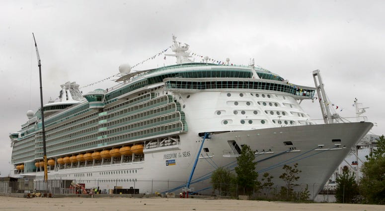 This May 11, 2006 file photo shows the Freedom of the Seas cruise ship docked in Bayonne, N.J. Freedom of the Seas cruise ship