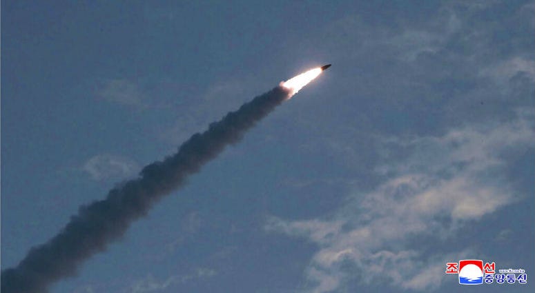 This Thursday, July 25, 2019, photo provided on Friday, July 26, 2019, by the North Korean government shows a test of a missile launch in North Korea. A day after two North Korean missile launches rattled Asia, the nation announced Friday that its leader Kim Jong Un supervised a test of a new-type tactical guided weapon that was meant to be a "solemn warning" about South Korean weapons introduction and