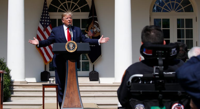 President Donald Trump speaks before signing H.R. 1327, an act ensuring that a victims' compensation fund related to the Sept. 11 attacks never runs out of money, in the Rose Garden of the White House, Monday, July 29, 2019, in Washington. President Donald Trump speaks before signing H.R. 1327, an act ensuring that a victims' compensation fund related to the Sept. 11 attacks never runs out of money, in the Rose Garden of the White House, Monday, July 29, 2019, in Washington.