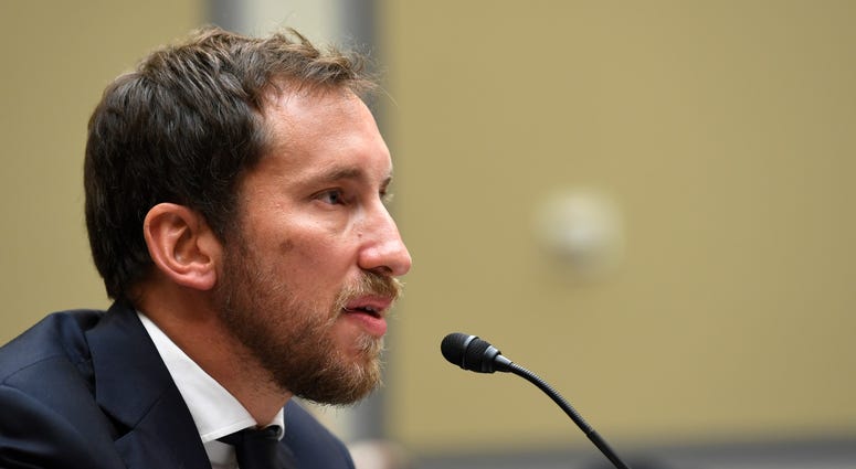 In this July 25, 2019, file photo, JUUL Labs co-founder and Chief Product Officer James Monsees testifies before a House Oversight and Government Reform subcommittee on Capitol Hill in Washington. In this July 25, 2019, file photo, JUUL Labs co-founder and Chief Product Officer James Monsees testifies before a House Oversight and Government Reform subcommittee on Capitol Hill in Washington.