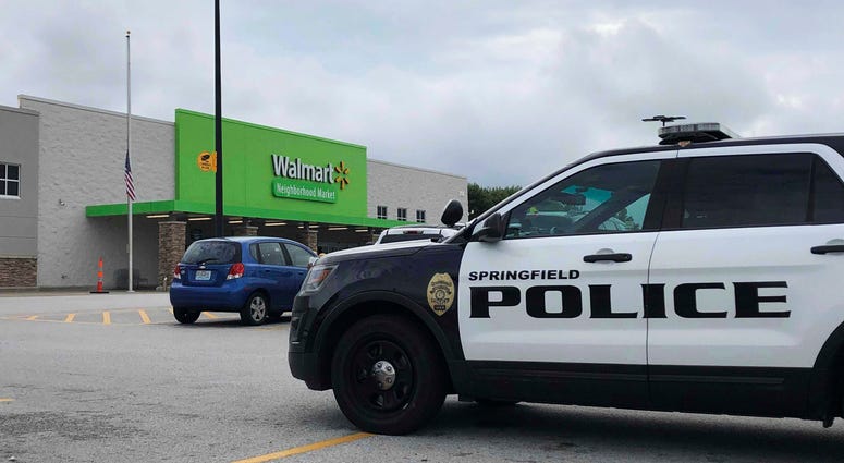 Springfield police respond to a Walmart in Springfield, Mo., Thursday afternoon, Aug. 8, 2019, after reports of a man with a weapon in the store. Springfield police respond to a Walmart in Springfield, Mo., Thursday afternoon, Aug. 8, 2019, after reports of a man with a weapon in the store.