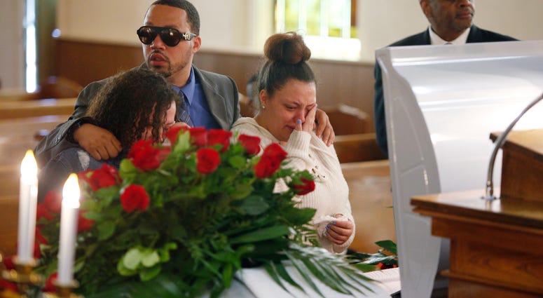 Friends and family mourn Derrick Fudge on Saturday, Aug. 10, 2019, at a church in Springfield, Ohio. Fudge, 57, was the oldest of nine who were killed when a gunman opened fire outside a bar early Sunday in Dayton, Ohio. Friends and family mourn Derrick Fudge on Saturday, Aug. 10, 2019, at a church in Springfield, Ohio. Fudge, 57, was the oldest of nine who were killed when a gunman opened fire outside a bar early Sunday in Dayton, Ohio.