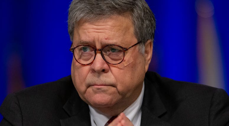 United States Attorney General William Barr, listens to LaToya Cantrell, New Orleans mayor, during the Grand Lodge Fraternal Order of Police's 64th National Biennial Conference at the Ernest N. Morial Convention Center in New Orleans, Aug. 12, 2019. Attorney General William Barr