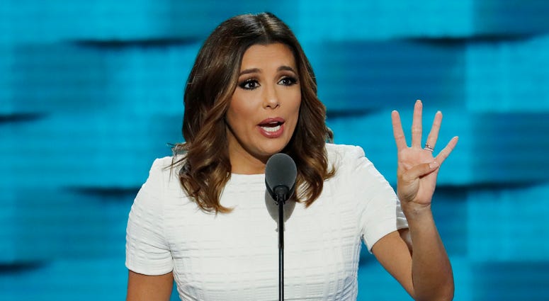 In this July 25, 2016, file photo, actress Eva Longoria speaks during the first day of the Democratic National Convention in Philadelphia. In this July 25, 2016, file photo, actress Eva Longoria speaks during the first day of the Democratic National Convention in Philadelphia.