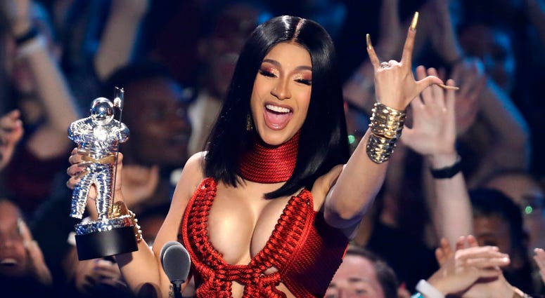 Cardi B accepts the best hip hop award for "Money" at the MTV Video Music Awards at the Prudential Center on Monday, Aug. 26, 2019, in Newark, N.J. Cardi B accepts the best hip hop award for "Money" at the MTV Video Music Awards at the Prudential Center on Monday, Aug. 26, 2019, in Newark, N.J.