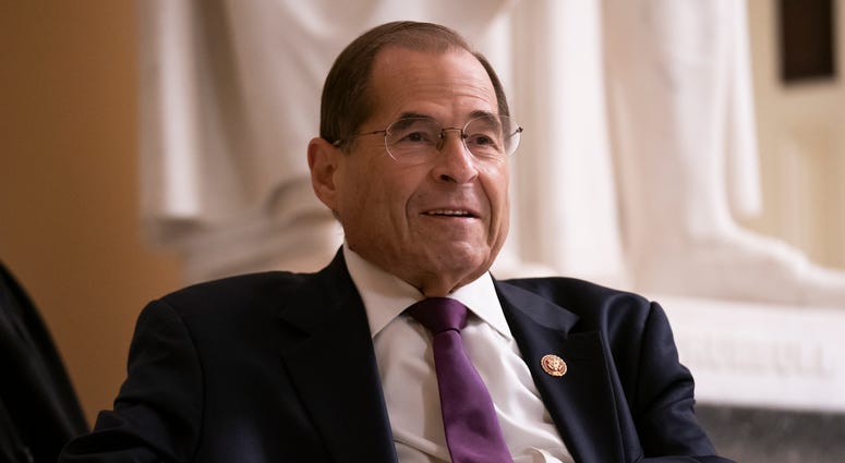 In this July 26, 2019, file photo, House Judiciary Committee Chairman Jerrold Nadler, D-N.Y., prepares for a television news interview at the Capitol in Washington. In this July 26, 2019, file photo, House Judiciary Committee Chairman Jerrold Nadler, D-N.Y., prepares for a television news interview at the Capitol in Washington.