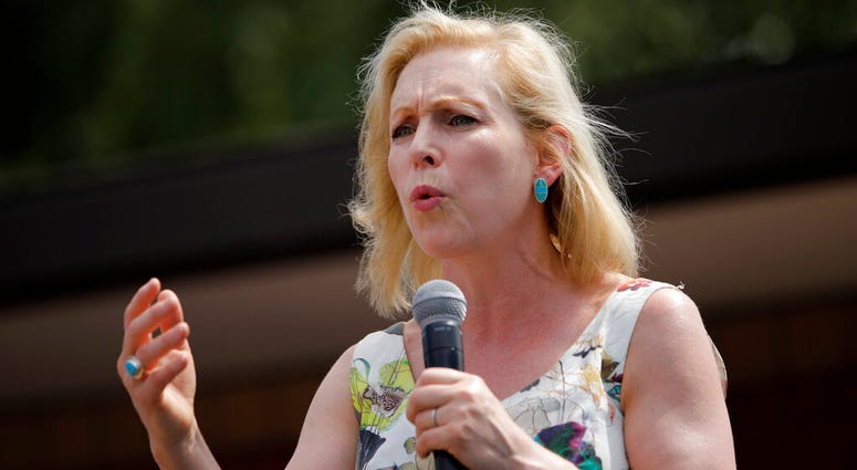 In this Aug. 10, 2019, file photo, Democratic presidential candidate Sen. Kirsten Gillibrand, D-N.Y., speaks at the Iowa State Fair in Des Moines, Iowa. Sen. Kirsten Gillibrand