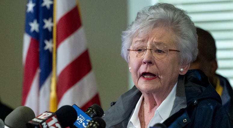 In this March 4, 2019 file photo Alabama Gov. Kay Ivey speaks at a news conference in Beauregard, Ala. Alabama Gov. Kay Ivey