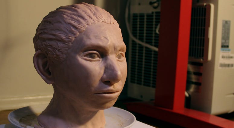 This image shows a statue reconstruction of a juvenile female Denisovan based on a skeletal profile reconstructed from ancient DNA methylation maps. This image shows a statue reconstruction of a juvenile female Denisovan based on a skeletal profile reconstructed from ancient DNA methylation maps.