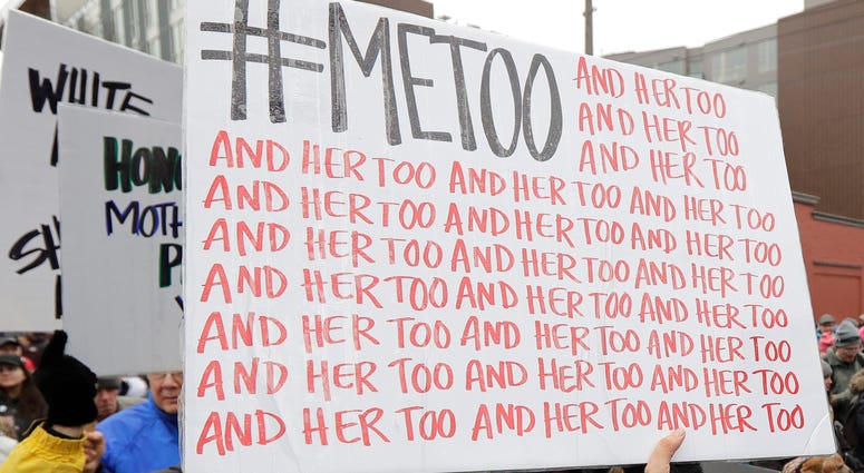 A demonstrator carries a sign with the popular Twitter hashtag #MeToo used by people speaking out against sexual harassment as she takes part in a Women's March in Seattle. A demonstrator carries a sign with the popular Twitter hashtag #MeToo used by people speaking out against sexual harassment as she takes part in a Women's March in Seattle.