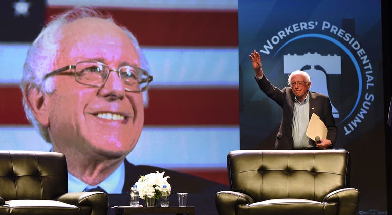 Democratic presidential candidate U.S. Sen. Bernie Sanders arrives onstage at the "Workers' Presidential Summit" at the Convention Center in Philadelphia, Sept. 17, 2019. The Philadelphia Council of the AFL-CIO hosted the event. Bernie Sanders
