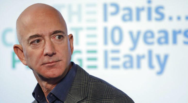 Amazon CEO Jeff Bezos speaks during his news conference at the National Press Club in Washington, Thursday, Sept. 19, 2019. Amazon CEO Jeff Bezos speaks during his news conference.