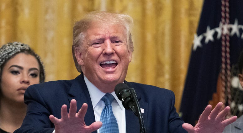 President Donald Trump speaks at the Young Black Leadership Summit 2019 in the East Room of the White House in Washington, Friday, Oct. 4, 2019.