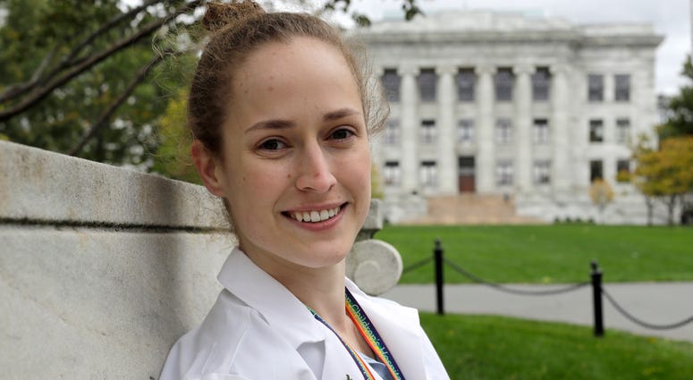 Harvard Medical School student Aliya Feroe, of Minneapolis, Minn., poses for a photograph on the school's campus, in Boston on Thursday, Oct. 17, 2019. Harvard Medical School student Aliya Feroe, of Minneapolis, Minn., poses for a photograph on the school's campus, in Boston on Thursday, Oct. 17, 2019.