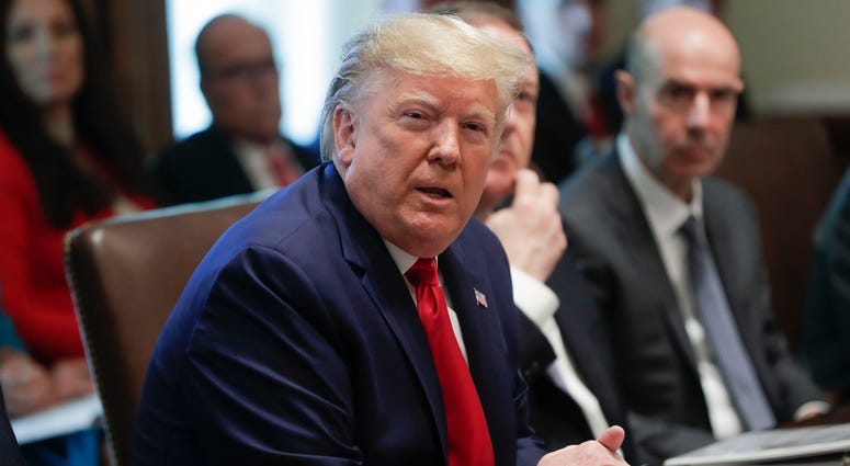 President Donald Trump speaks during a Cabinet meeting in the Cabinet Room of the White House, Oct. 21, 2019, in Washington. President Donald Trump