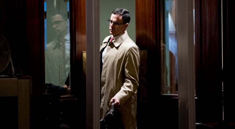 Former top national security adviser to President Donald Trump, Tim Morrison, arrives for a closed door meeting to testify as part of the House impeachment inquiry into President Donald Trump on Capitol Hill in Washington, Thursday, Oct. 31, 2019. Tim Morrison