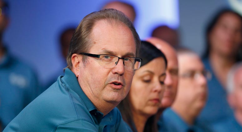 UAW president Gary Jones is taking a paid leave of absence amid a federal investigation of corruption in the union. The UAW said Jones requested the leave, which is effective Sunday, Nov. 3. In this July 16, 2019, file photo, Gary Jones, United Auto Workers president, speaks during the opening of their contract talks with Fiat Chrysler Automobiles in Auburn Hills, Mi.