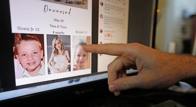 Austin Cloes points to a photo of relatives Rhonita Miller and her family, who were killed in Mexico, on a computer screen Tuesday, Nov. 5, 2019, in Herriman, Utah. Austin Cloes points to a photo of relatives Rhonita Miller and her family, who were killed in Mexico, on a computer screen Tuesday, Nov. 5, 2019, in Herriman, Utah.