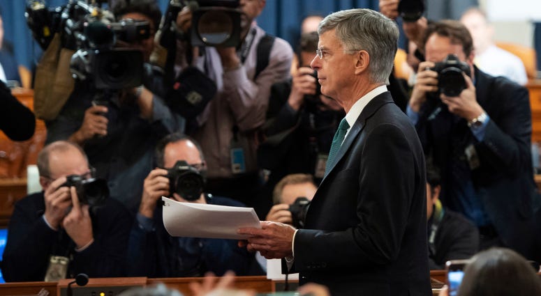 Top U.S. diplomat in Ukraine William Taylor arrives to testify before the House Intelligence Committee on Capitol Hill in Washington, Wednesday, Nov. 13, 2019. Top U.S. diplomat in Ukraine William Taylor arrives to testify before the House Intelligence Committee on Capitol Hill in Washington, Wednesday, Nov. 13, 2019.