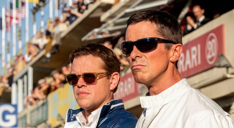 Christian Bale, right, and Matt Damon in a scene from the film, "Ford v. Ferrari." Christian Bale, right, and Matt Damon in a scene from the film, "Ford v. Ferrari."