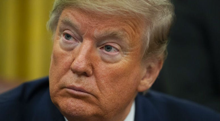 President Donald Trump listens during an event to sign an executive order establishing the Task Force on Missing and Murdered American Indians and Alaska Natives, in the Oval Office of the White House. President Donald Trump.