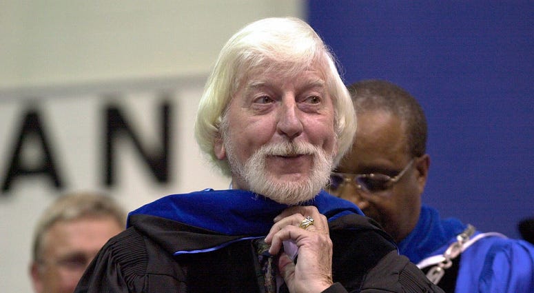 Caroll Spinney, who gave Big Bird his warmth and Oscar the Grouch his growl for nearly 50 years on “Sesame Street,” died Sunday, Dec. 8, 2019 at his home in Connecticut, according to the Sesame Workshop. He was 85. Caroll Spinney, center, best known for his TV character "Big Bird" from Sesame Street, receives an honorary doctor of Humane Letters degree from Eastern Connecticut State University President David G. Carter, right.