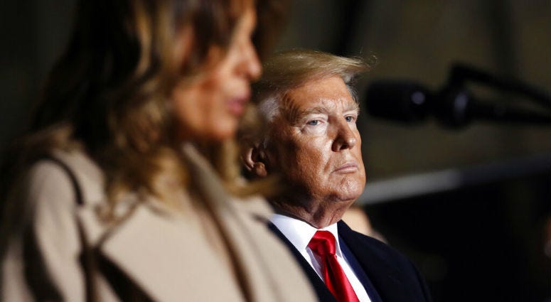 President Donald Trump arrives with first lady Melania Trump to sign the National Defense Authorization Act for Fiscal Year 2020 at Andrews Air Force Base, Md., Friday, Dec. 20, 2019. President Donald Trump arrives with first lady Melania Trump to sign the National Defense Authorization Act for Fiscal Year 2020 at Andrews Air Force Base.