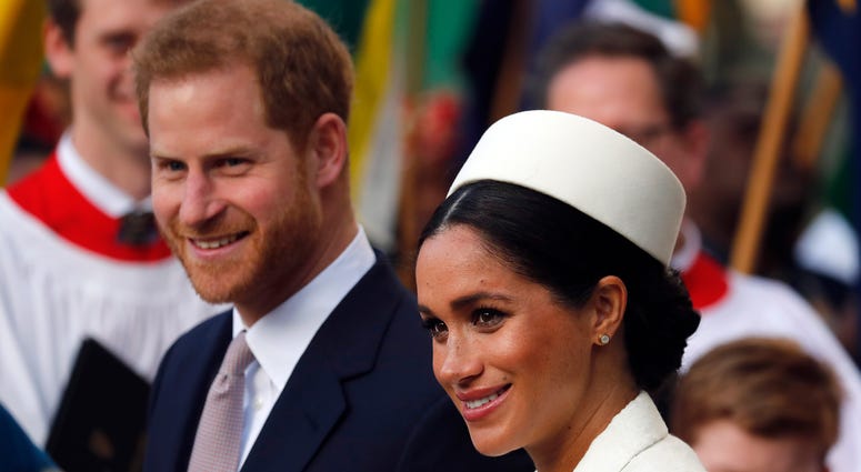 In this file photo, Britain's Prince Harry and Meghan, the Duchess of Sussex leave after the Commonwealth Service at Westminster Abbey in London. In this file photo, Britain's Prince Harry and Meghan, the Duchess of Sussex leave after the Commonwealth Service at Westminster Abbey in London.