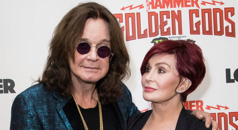 This June 11, 2018 file photo shows musician Ozzy Osbourne, left, and his wife Sharon Osbourne at the Metal Hammer Golden God awards in London. Ozzy and Sharon Osbourne