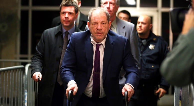 Harvey Weinstein, center, exits following his trial on charges of rape and sexual assault, Monday, Jan. 27, 2020, in New York. Harvey Weinstein, center, exits following his trial on charges of rape and sexual assault, Monday, Jan. 27, 2020, in New York.