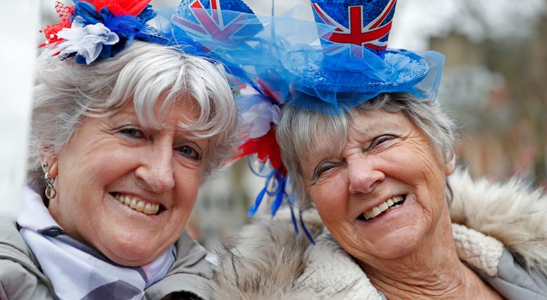 Brexiteers celebrate in London, Friday, Jan. 31, 2020. Britain officially leaves the European Union on Friday after a debilitating political period that has bitterly divided the nation since the 2016 Brexit referendum. Brexiteers celebrate in London, Friday, Jan. 31, 2020. Britain officially leaves the European Union on Friday after a debilitating political period that has bitterly divided the nation since the 2016 Brexit referendum.